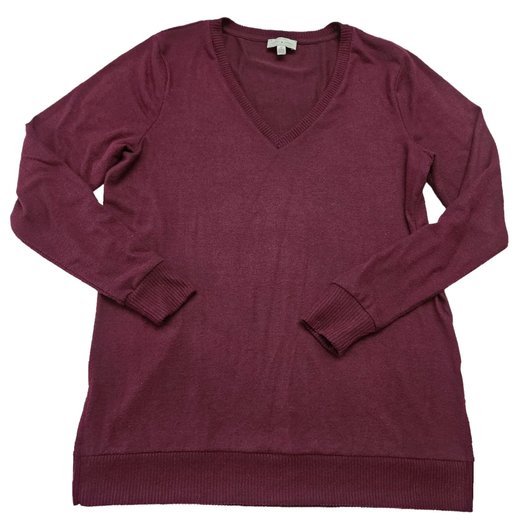 Lucky Brand Lucky Brand Men Sweater Maroon Pullover V-Neck Semi Sheer Medium Knit Pullover Sweatshirt Long Sleeve Regular Size M Size US M / EU 48-50 / 2 - 2 Thumbnail
