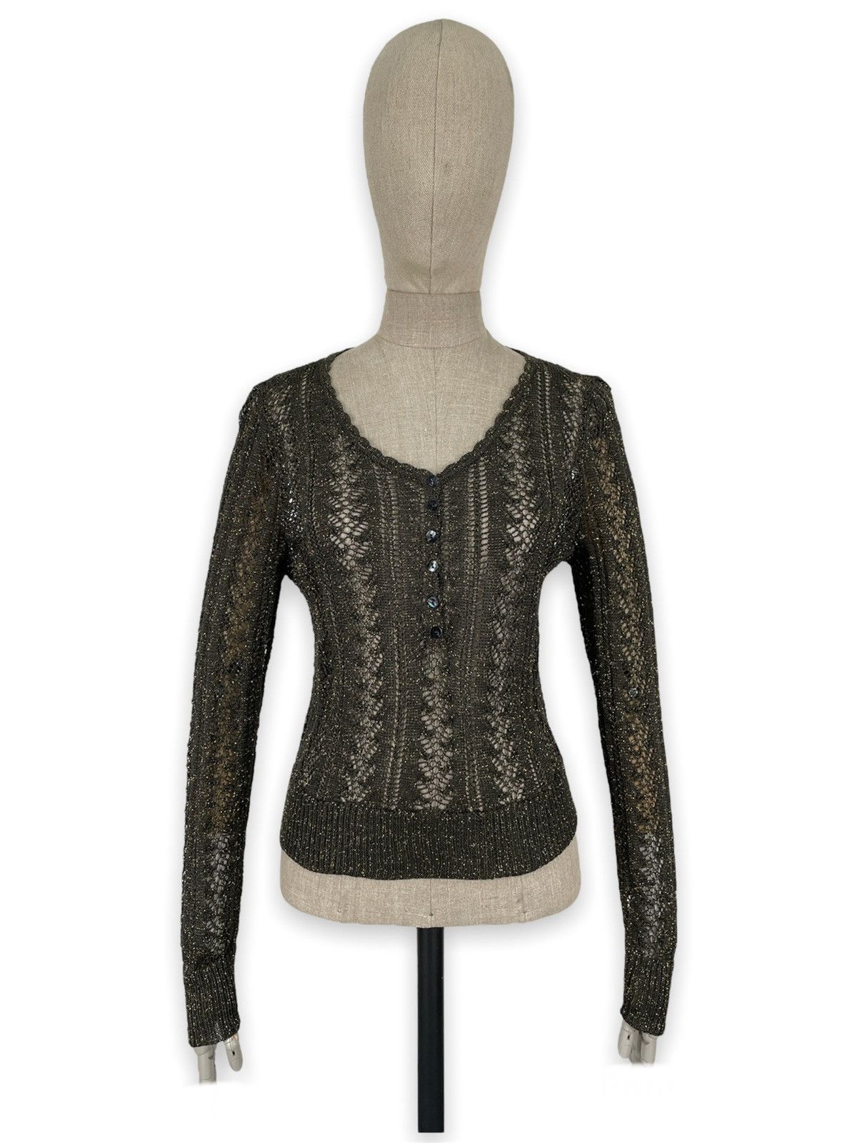 Iris von Arnim PERUVIAN CONNECTION Knit Cotton Lurex Top L/S Jumper Sweater Size M / US 6-8 / IT 42-44 - 2 Thumbnail