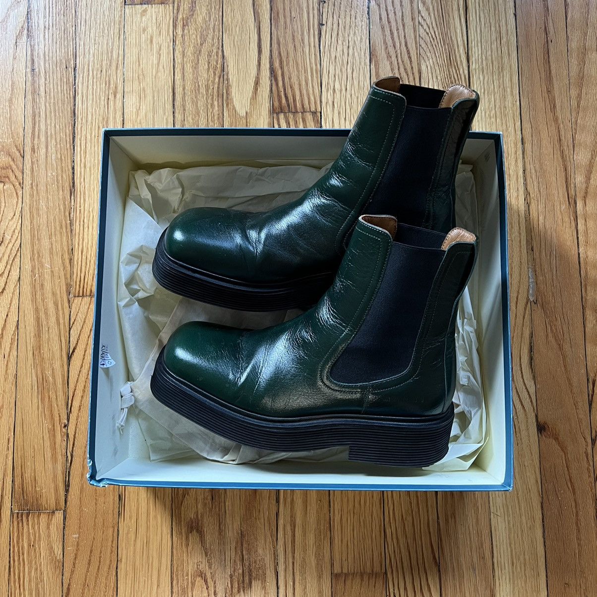 Ankle Boots Marni Stivaletti Marni FW22 Green Leather Chelsea Boots