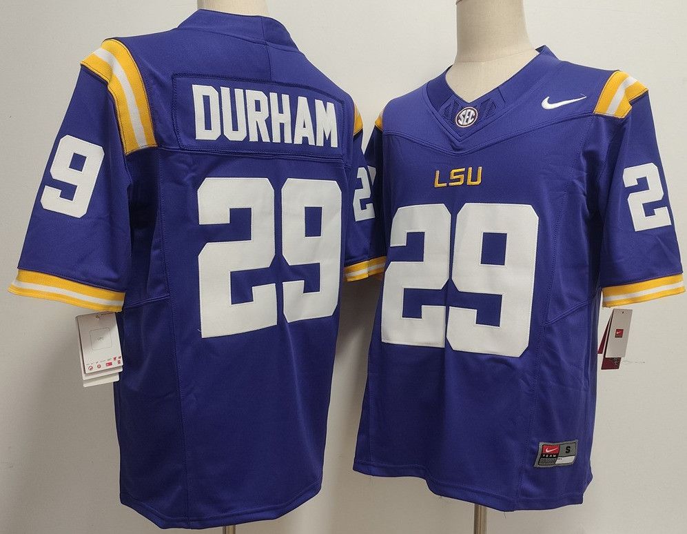 Men's LSU Tigers 29 Caden Durham Purple Jersey