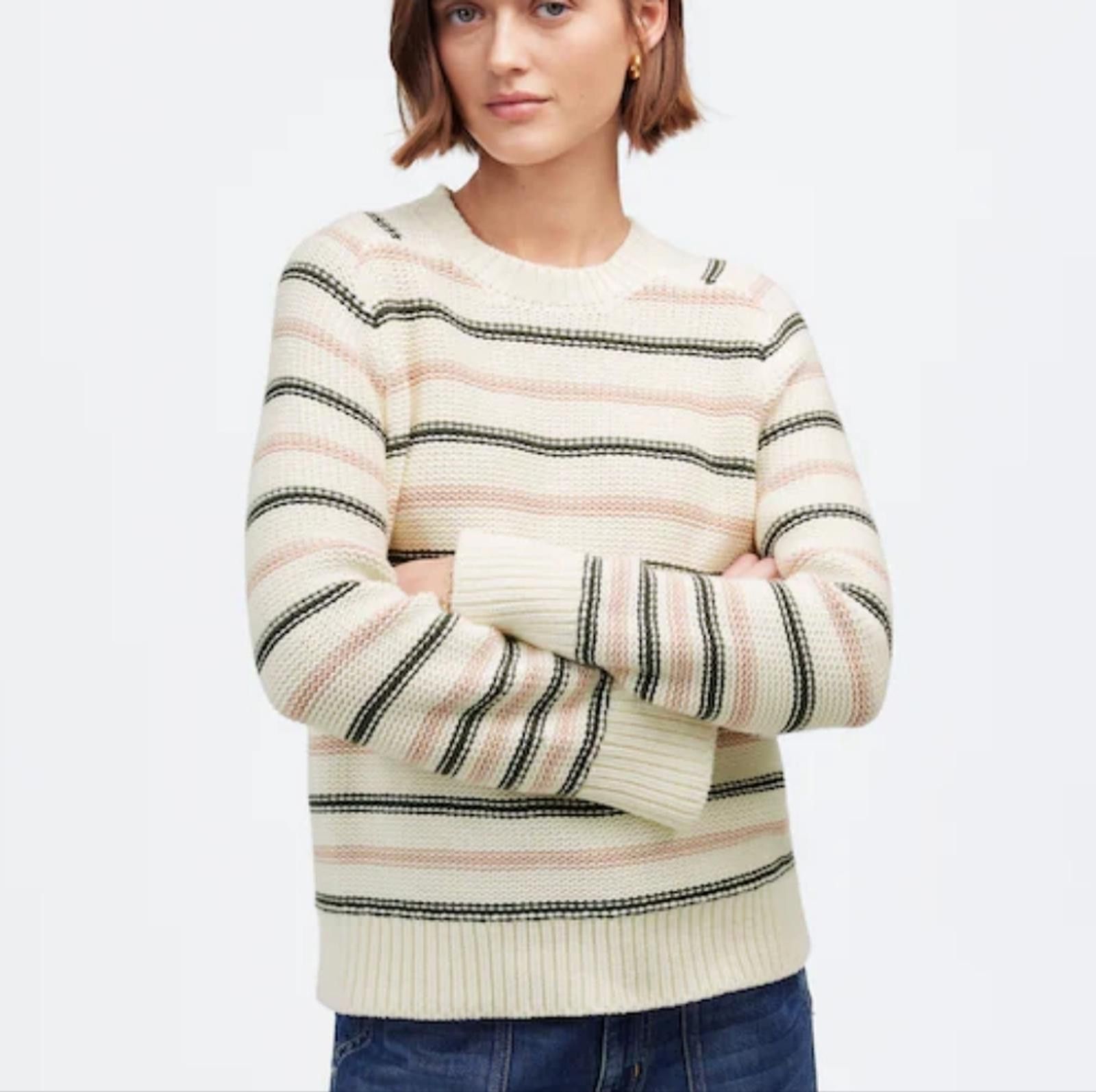 Madewell Madewell Cotton Crewneck Sweater in Stripe Size S / US 4 / IT 40 - 1 Thumbnail