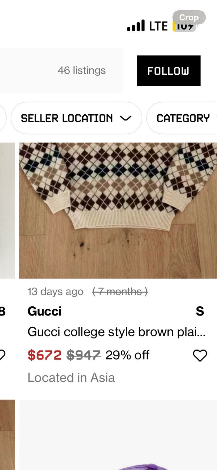 Gucci Gucci Beige Argyle V Neck Size US L / EU 52-54 / 3 - 6 Thumbnail