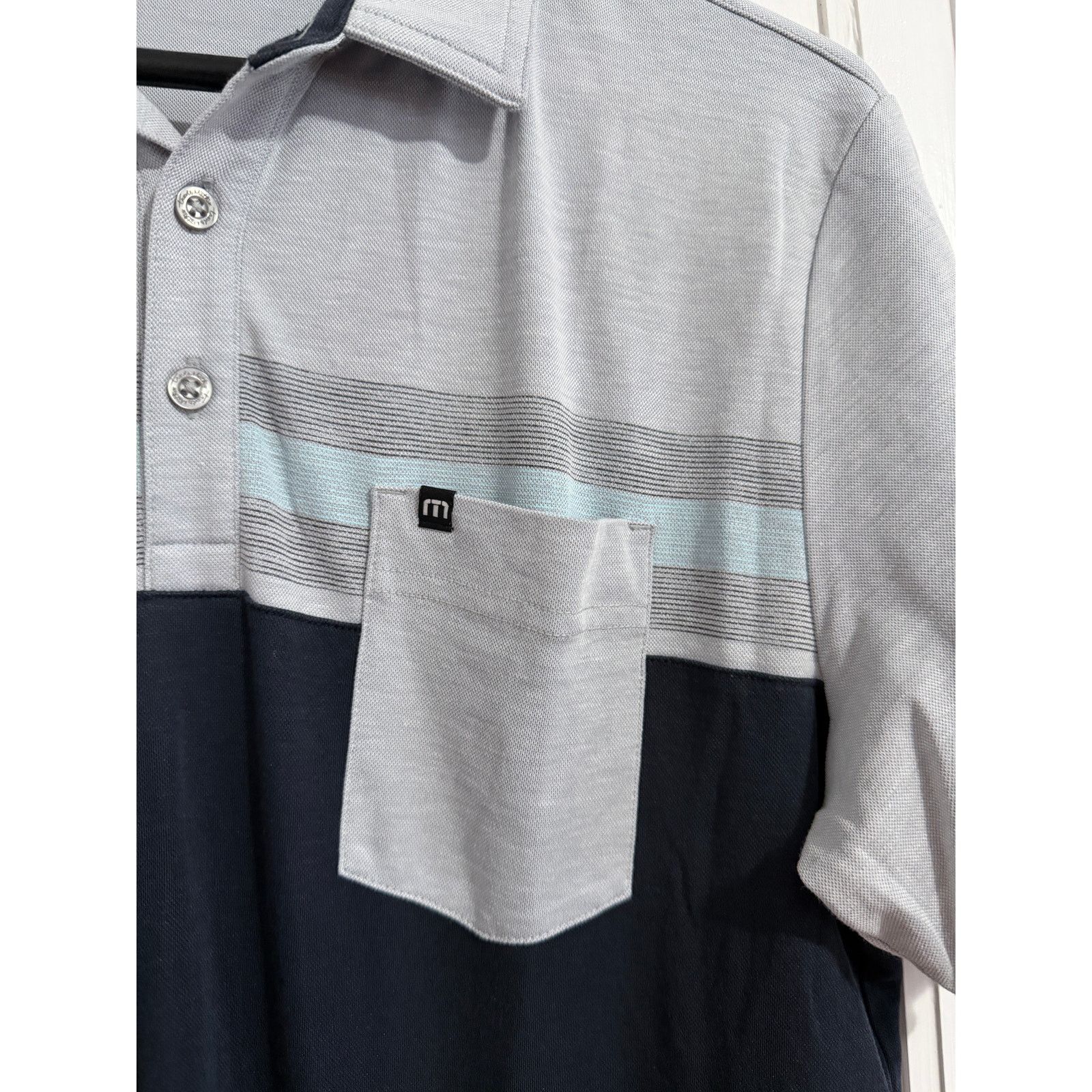 TravisMathew TravisMathew Gray and Blue Golf Polo Men's Size Large Size US L / EU 52-54 / 3 - 2 Thumbnail