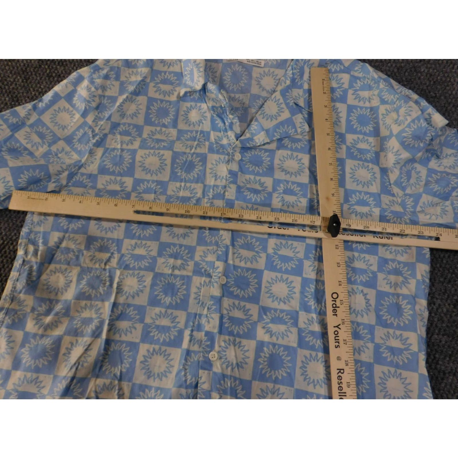 Zara Zara Shirt Mens Large Blue White Sunburst Check Short Sleeve Button Up Size US L / EU 52-54 / 3 - 7 Thumbnail