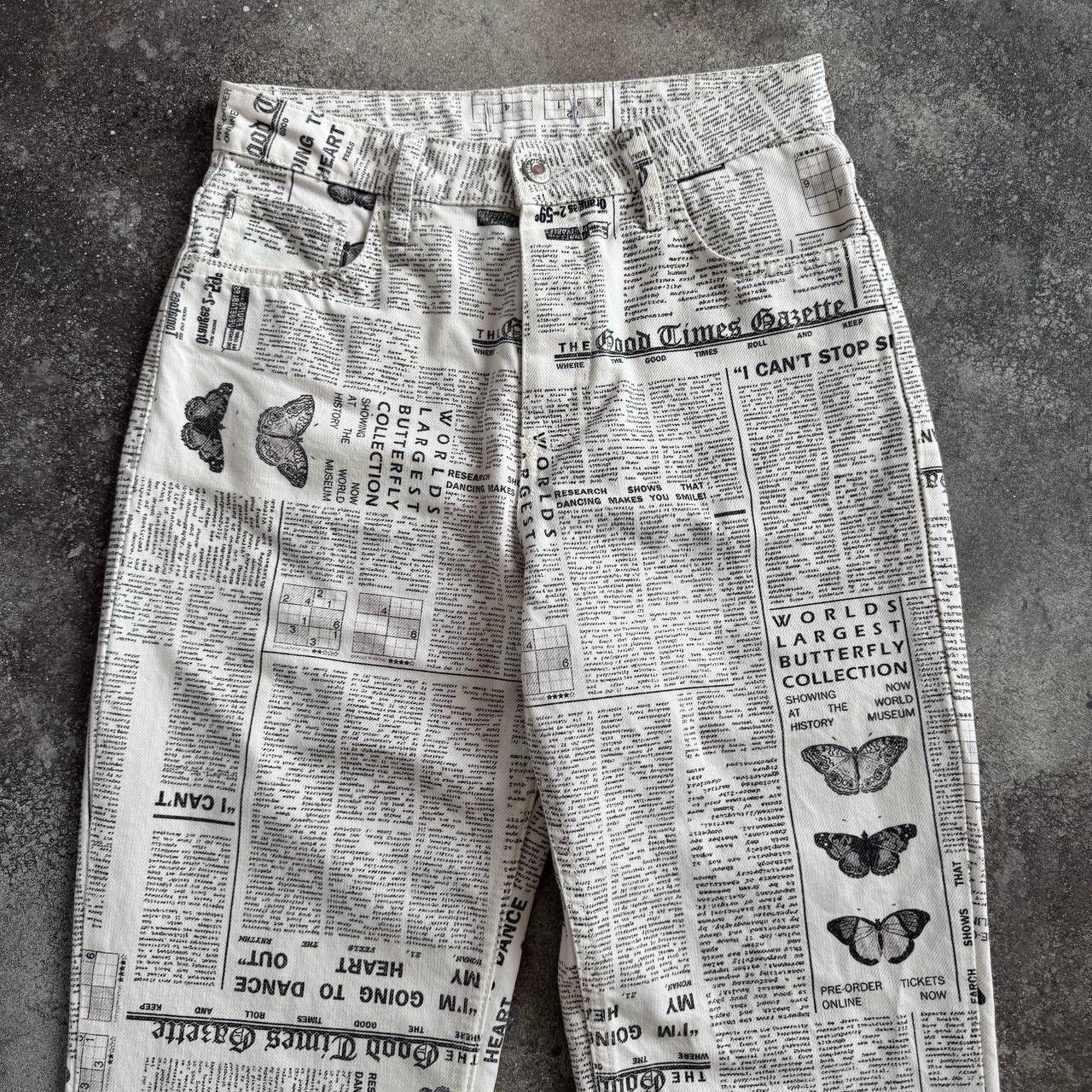 Hysteric Glamour × Japanese Brand × Vintage 2000’s Aesthetic Gazette Printed Jeans (John Galliano style) Size 27" / US 4 / IT 40 - 2 Thumbnail