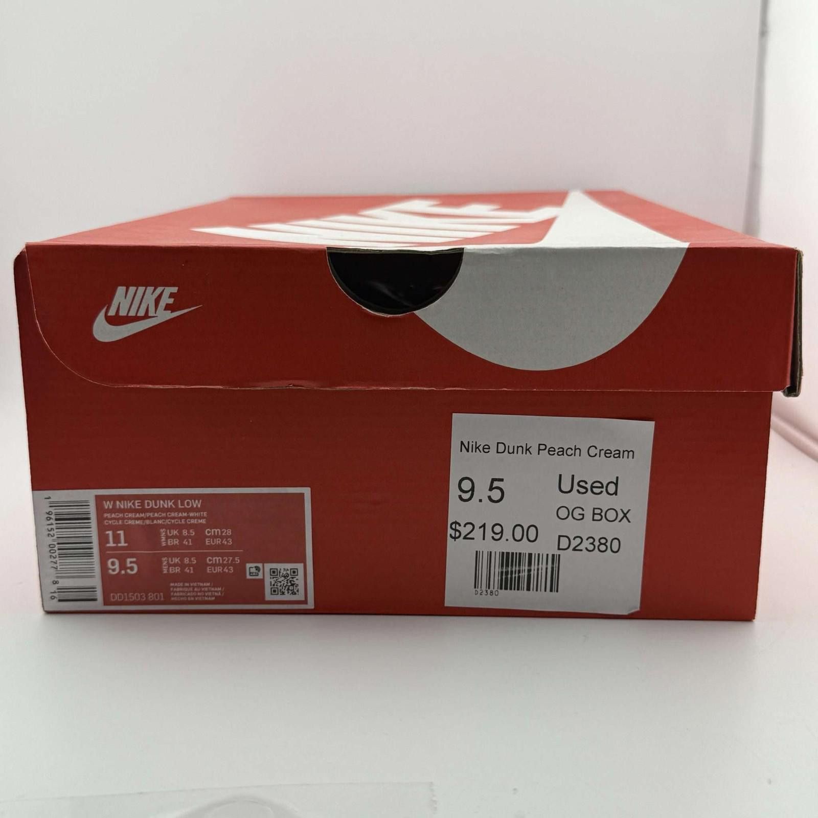 Nike og box Nike Dunk Peach Cream 9.5 Used OG Box D2380 Size US 9.5 / EU 42-43 - 8 Thumbnail