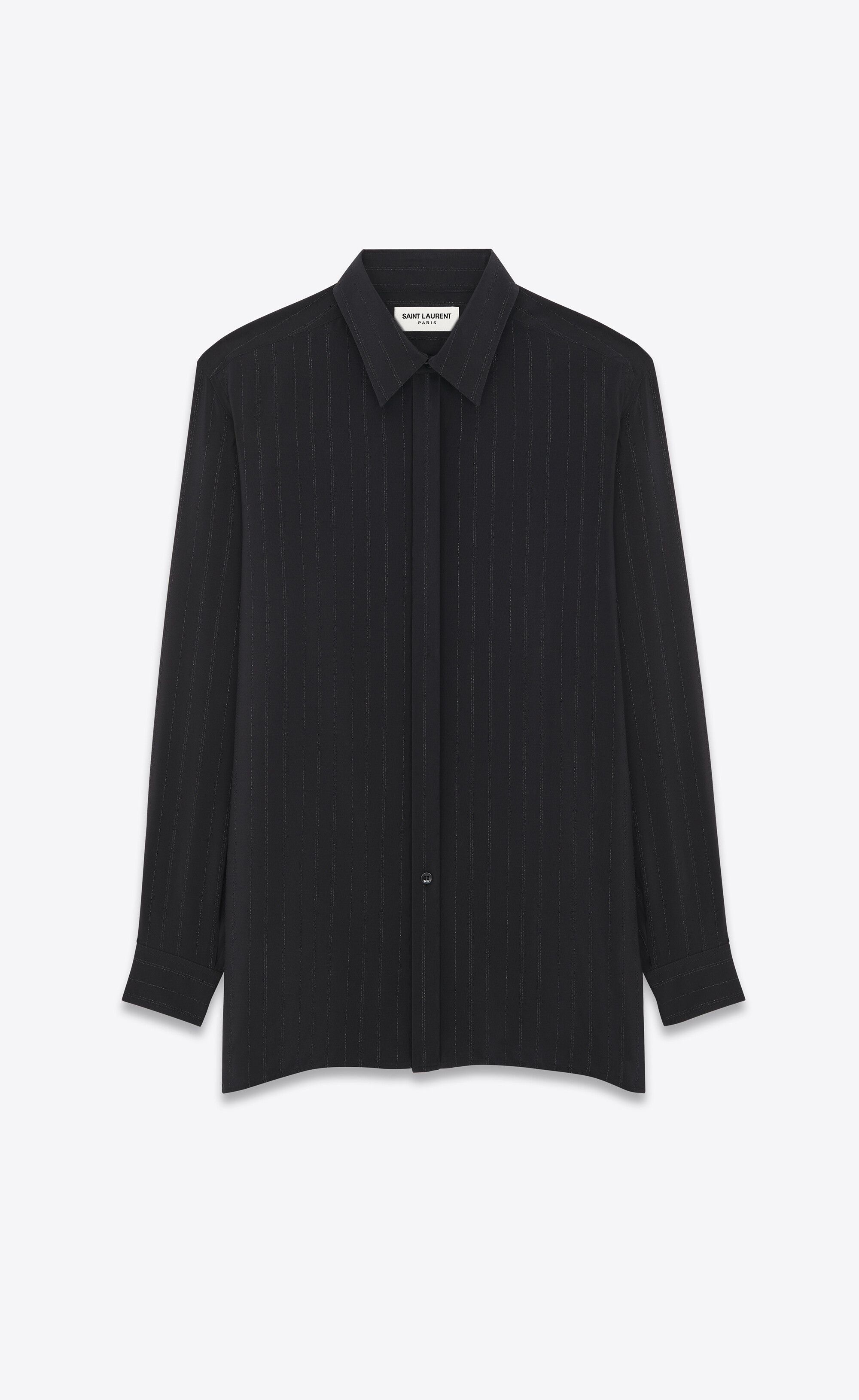 Saint Laurent Paris o1s1wg110125 749174 Shirt in Striped Silk Crepe De Chine Size US XL / EU 56 / 4 - 1 Thumbnail