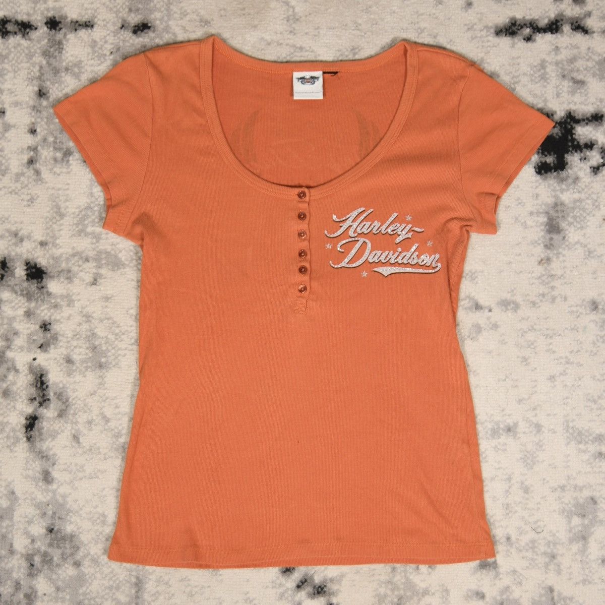 Harley Davidson Y2K Harley Davidson Biker Rhinestones Logo Button Top Size L / US 10 / IT 46 - 3 Thumbnail