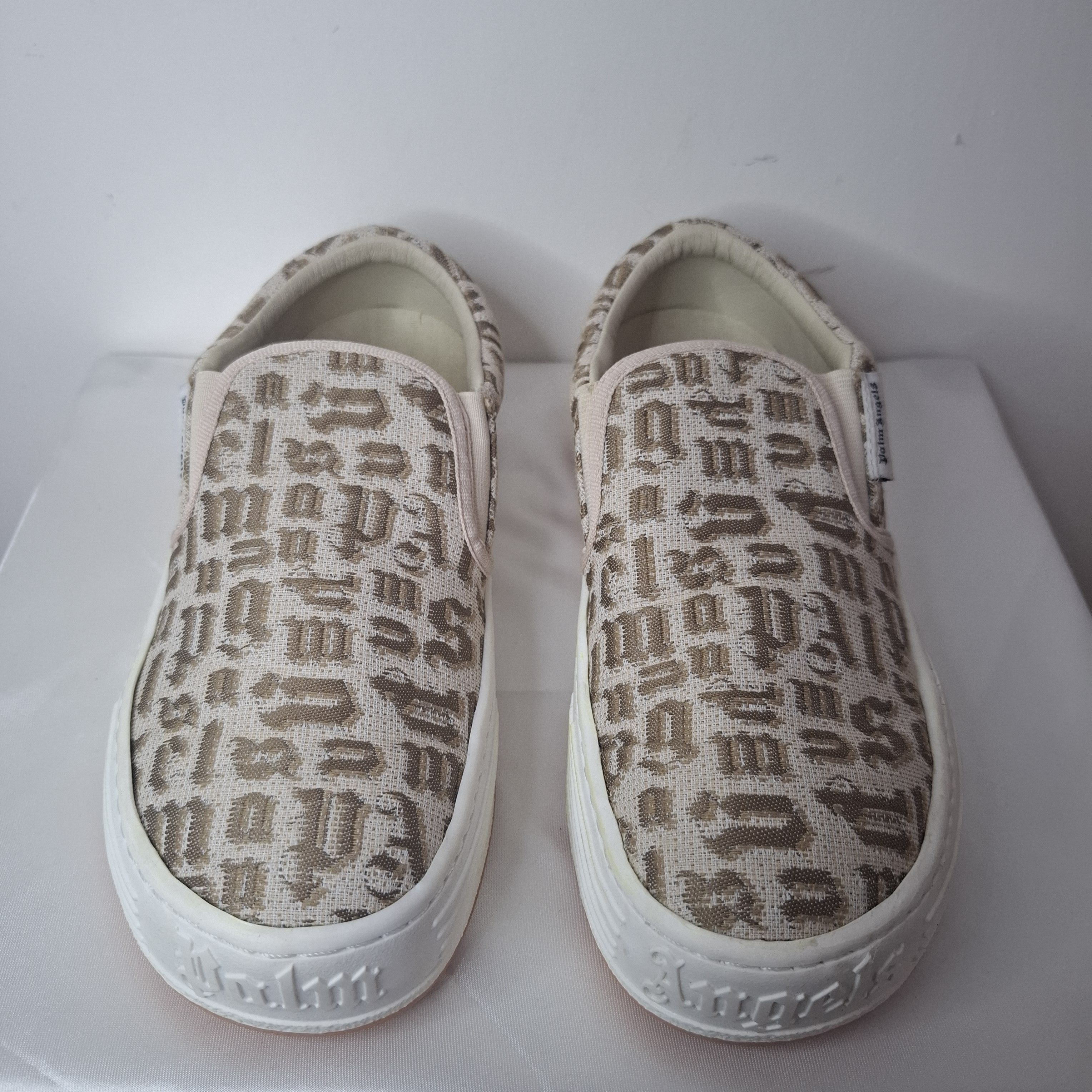 Palm Angels Palm Angels Beige & Brown Monogram Snow Slip Sneakers Size US 7.5 / IT 37.5 - 3 Thumbnail