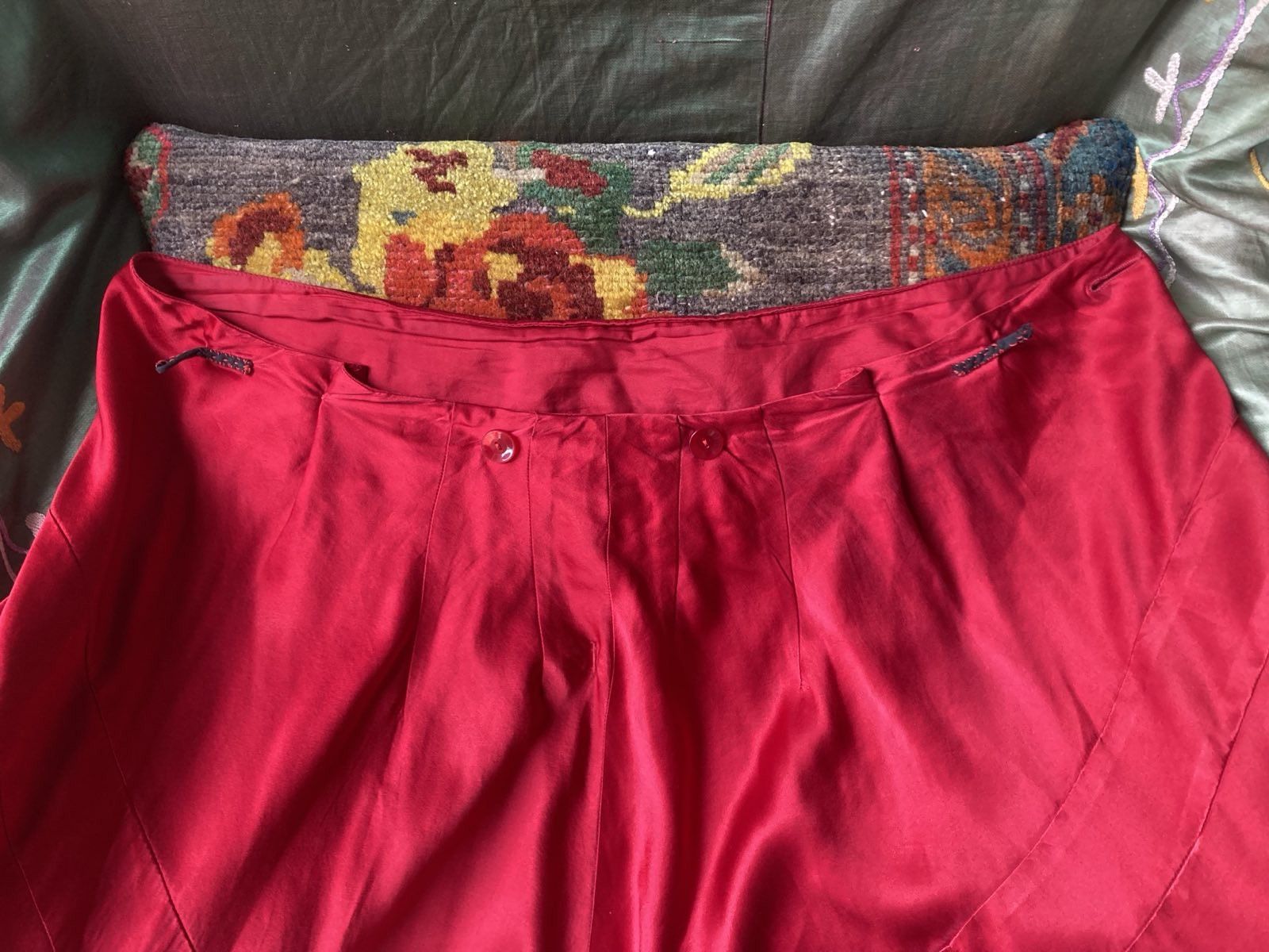 Casey Vidalenc Casey Vidalenc double layer red silk skirt Size 26" / US 2 / IT 38 - 7 Thumbnail