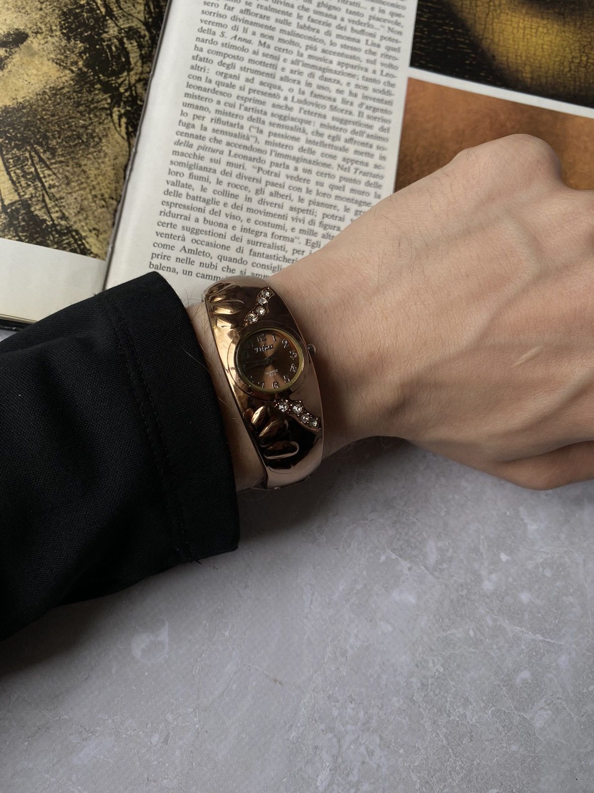 Japanese Brand × Jewelry × Vintage Elegant Rose Gold Watch with Diamonds - Timeless Style Size ONE SIZE - 6 Thumbnail