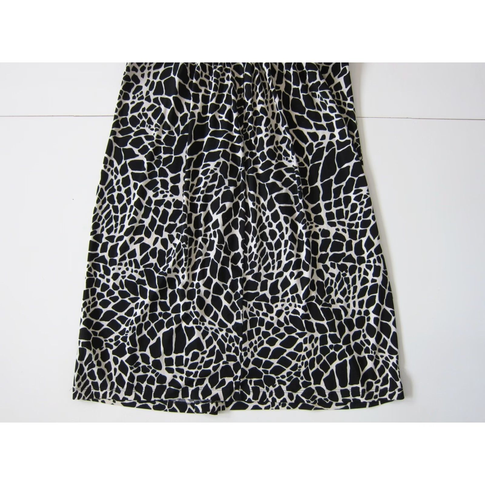 Vintage En Focus Studio Black White Zebra Ruffle Stretch Empire Slip Sun Tank Dress 14 Size XL / US 12-14 / IT 48-50 - 6 Thumbnail