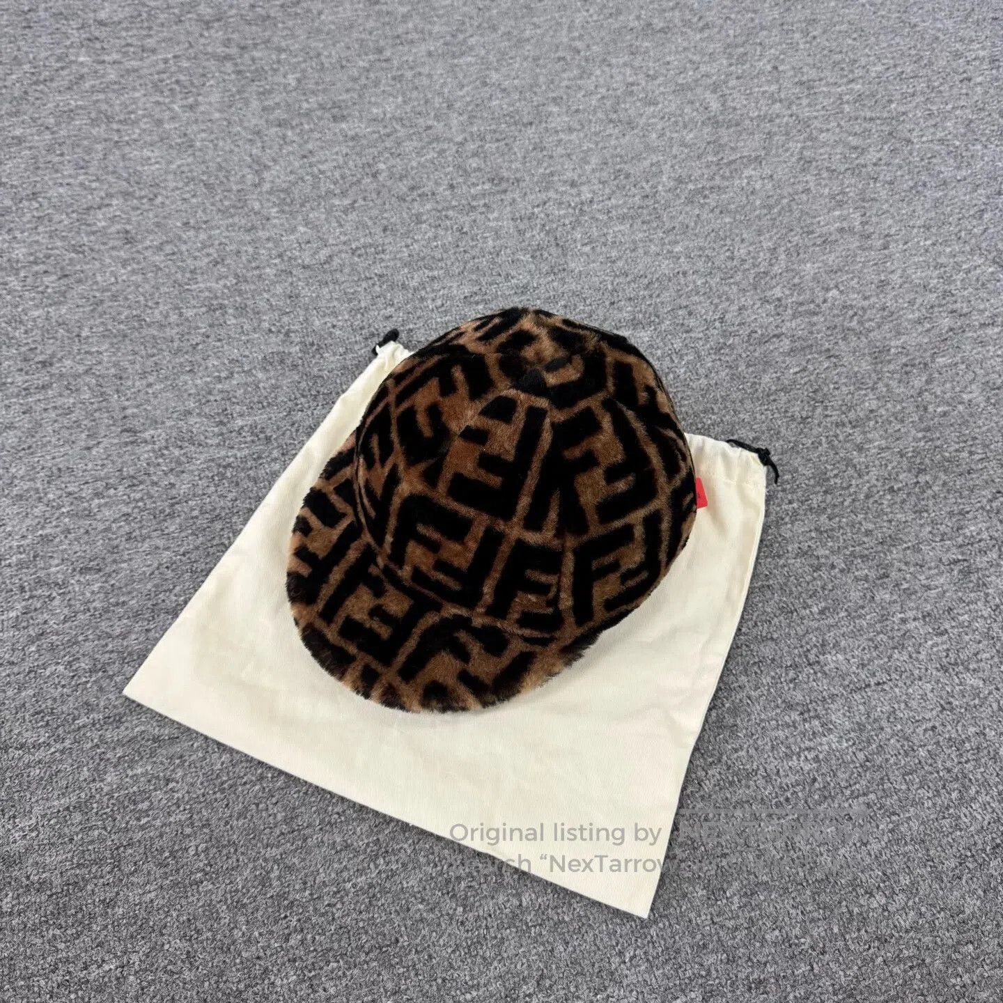 Fendi FENDI Brown-black double-F aged plush fur Newsboy's hat| Size ONE SIZE - 1 Thumbnail