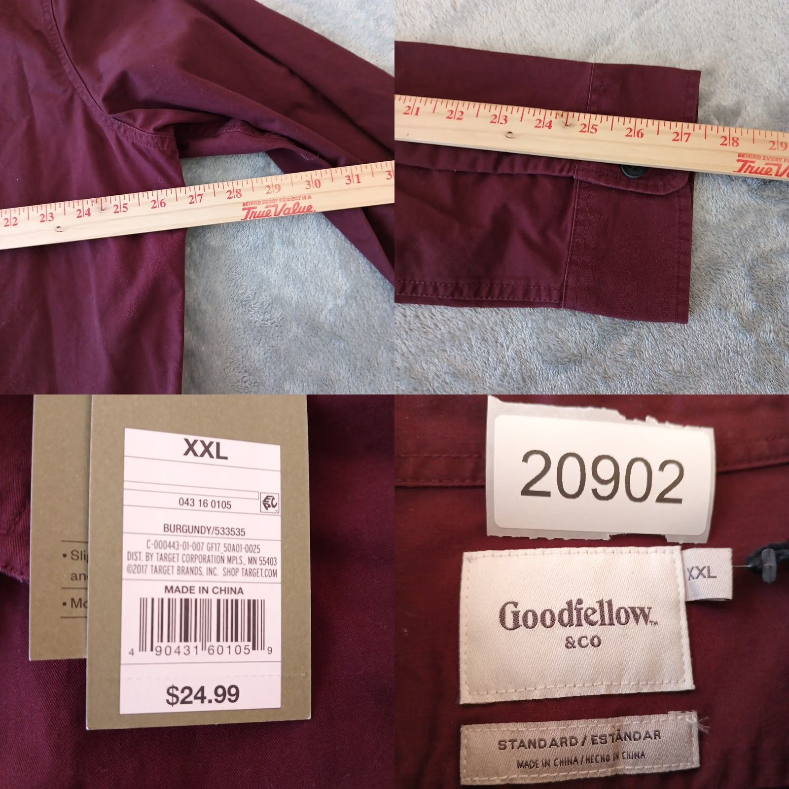 Vintage Goodfellow Shirt Mens 2XL Burgundy Red Long Sleeve Button-Up Pockets Cotton Shirt Button Up Casual Mens Size US XXL / EU 58 / 5 - 8 Thumbnail