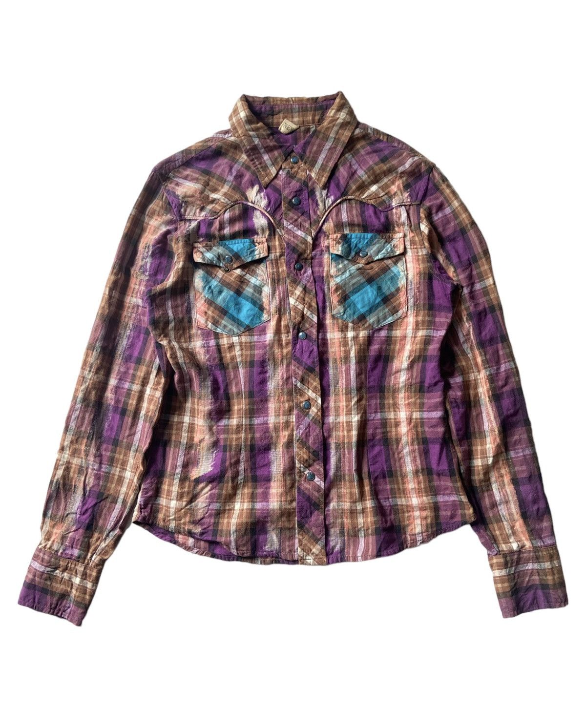 image of If Six Was Nine x Kmrii Vintage Button Shirts Dyed Flanel Kmrii Styled in Tie Dye (Size Medium)