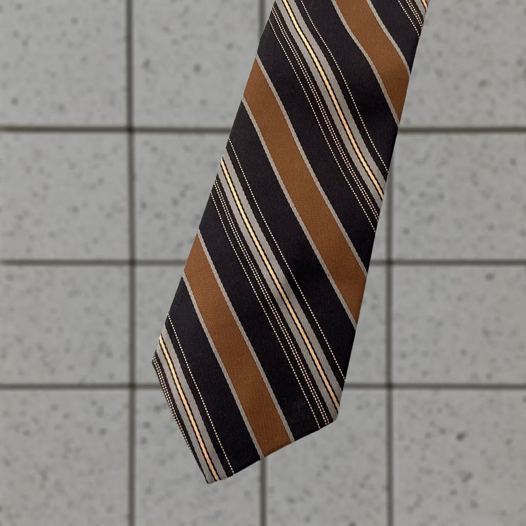 Sears Sears Repp Tie vtg 60s Men's Store Texturize Poly Necktie Stripe Brown Blue 3x55 Capsule Necktie Size ONE SIZE - 1 Thumbnail