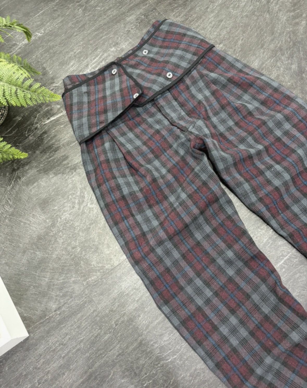 Henrik Vibskov 00s Vintage Henrik Vibskov Designer Plaid Trousers Y2K Pants Size US 35 - 2 Thumbnail