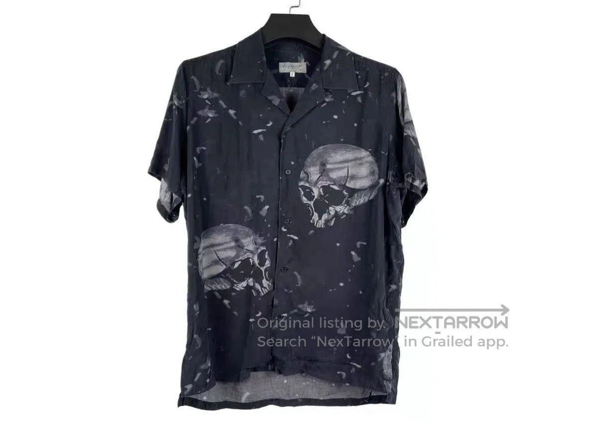 Yohji Yamamoto Black Skull Print Short Sleeve Button-Up Shirt. Size US M / EU 48-50 / 2 - 1 Thumbnail
