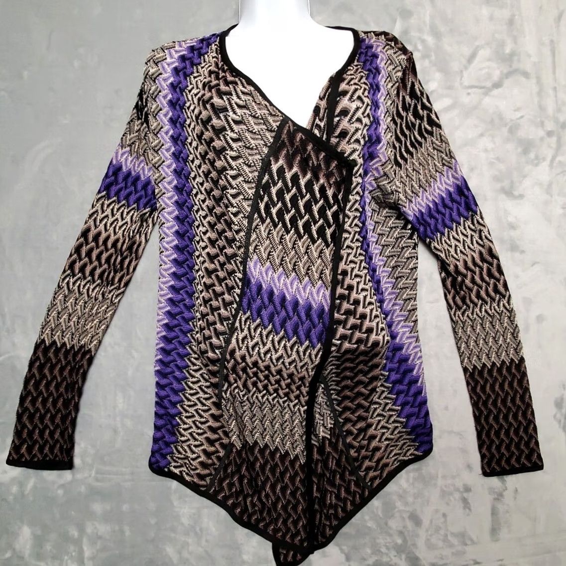 Vintage Chicos Cardigan Womens S Purple 100% Rayon Open Front Drape Casual | Cardigan | Women | Small Purple Rayon Open Front Cardigan Given Size S / US 4 / IT 40 - 3 Thumbnail
