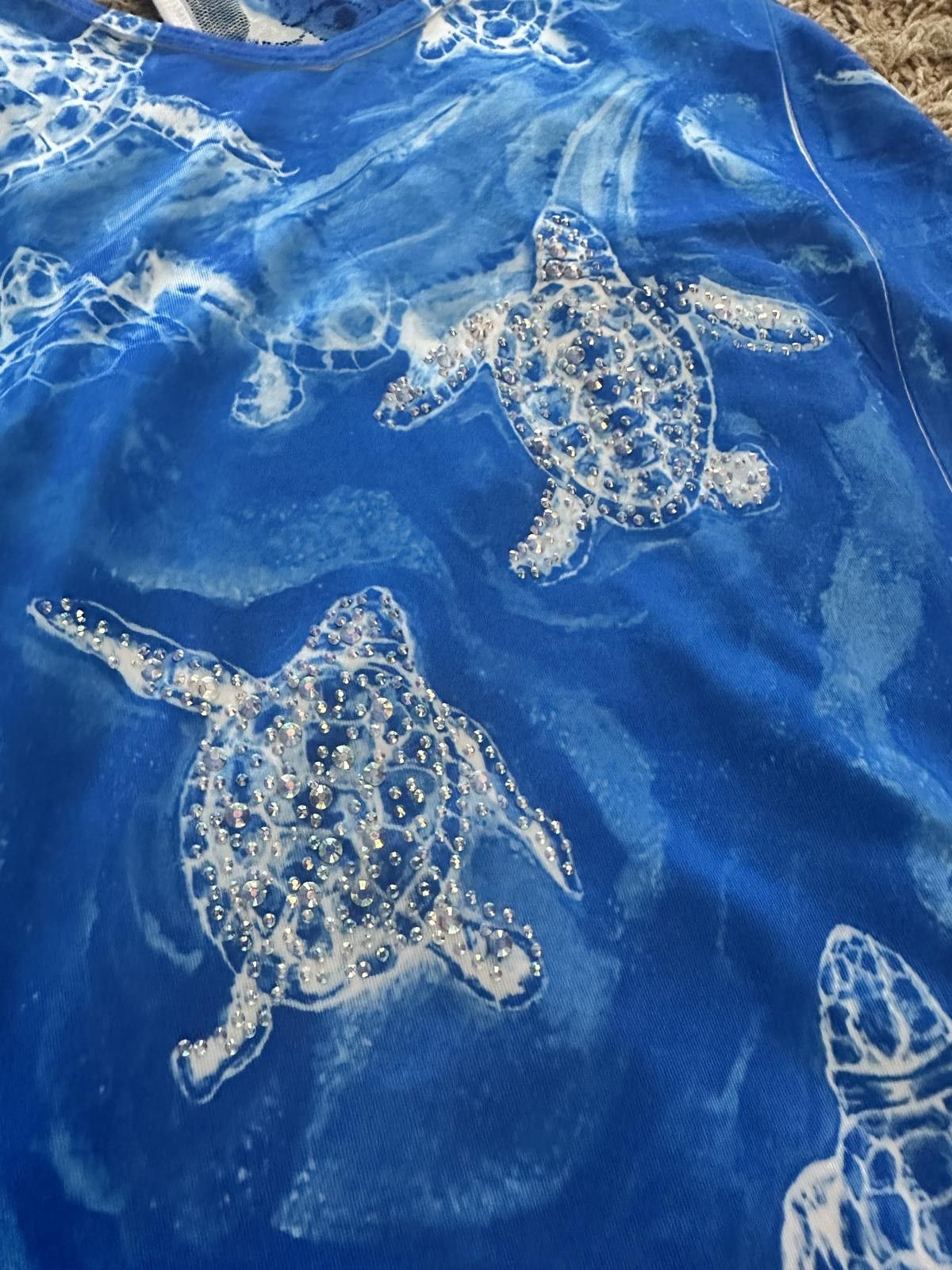 Designer India Boutique Blue Turtle Print Dress Size M / US 6-8 / IT 42-44 - 2 Thumbnail