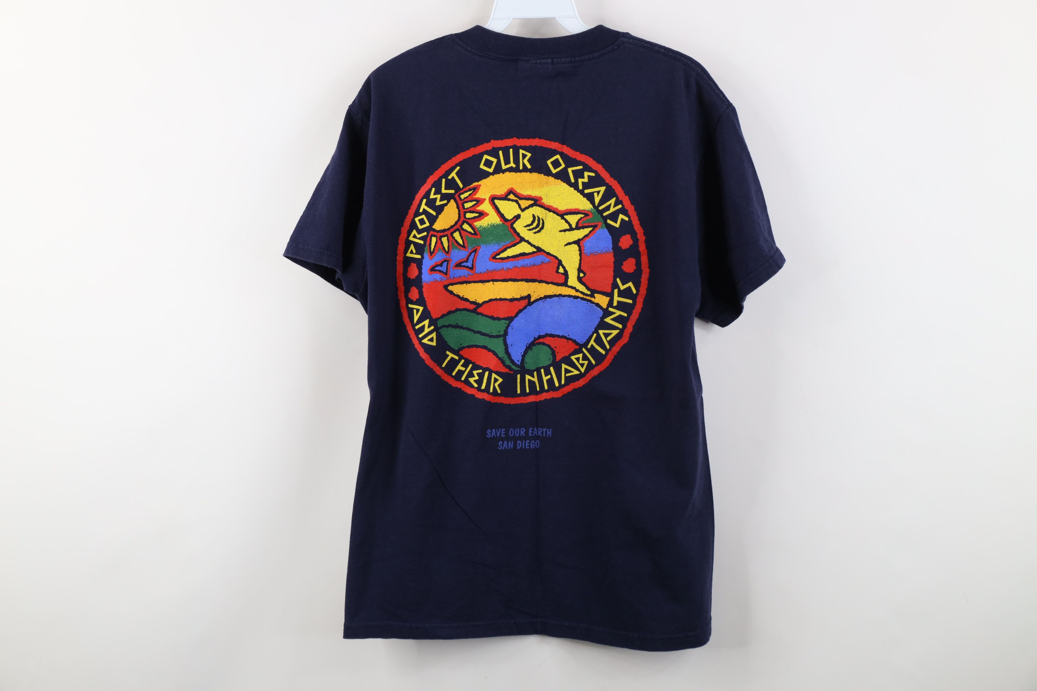 Vintage Vintage 90s Streetwear Our Oceans Shark Earth Day T-Shirt Size US M / EU 48-50 / 2 - 13 Thumbnail