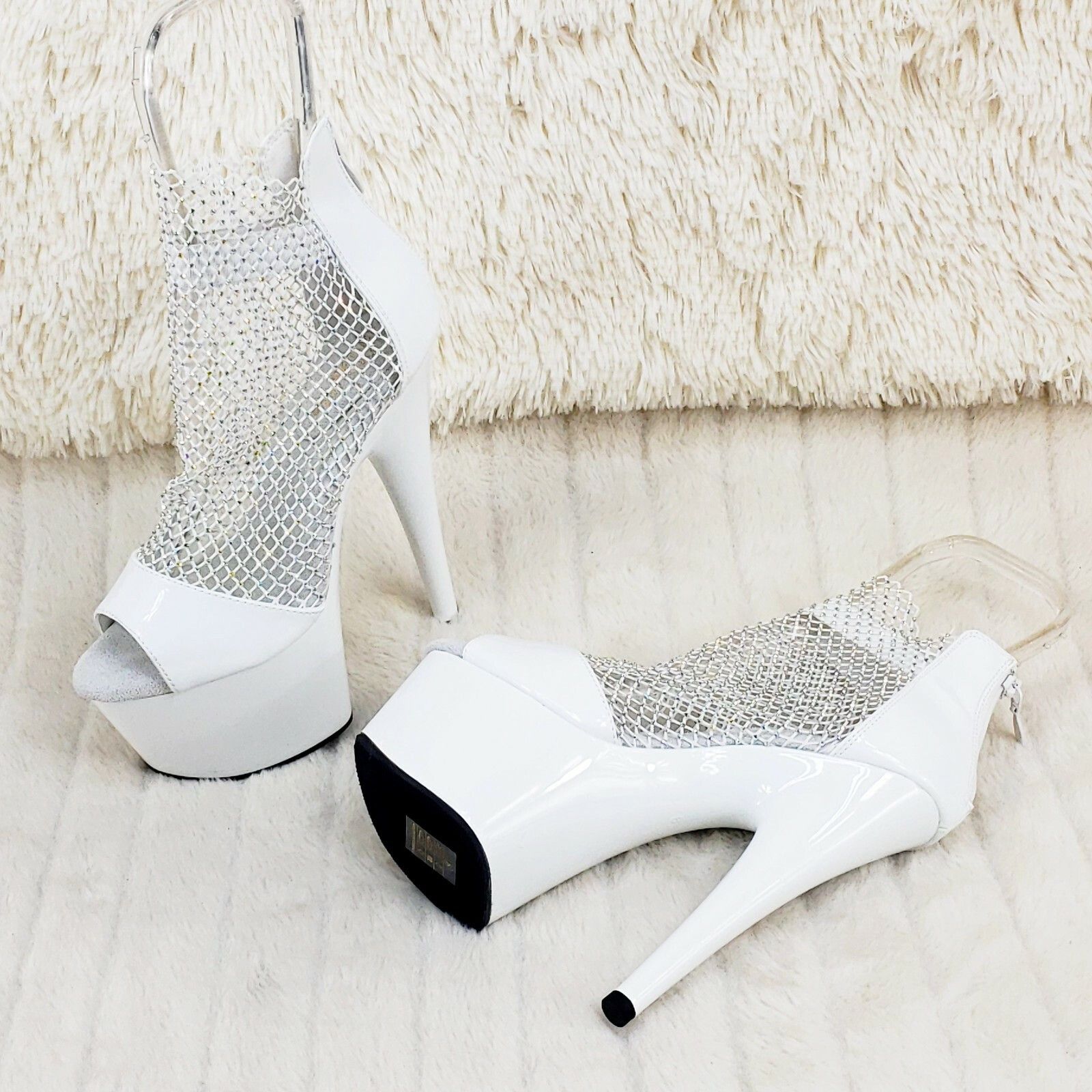 Other Adore 765RM White Patent Rhinestone Mesh Platform Sandals 7" Size US 10 / IT 40 - 1 Thumbnail