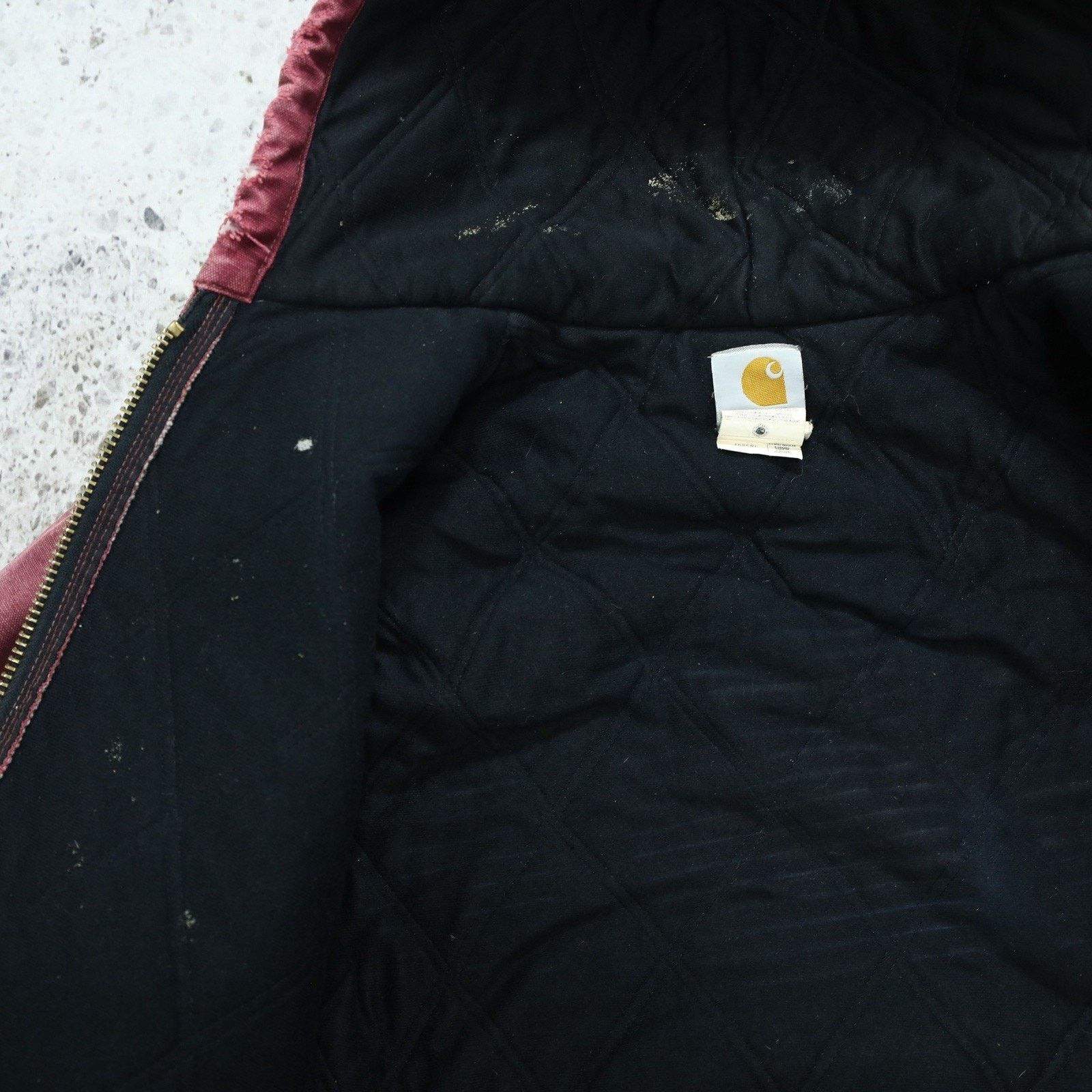 THRASHED Vintage Carhartt J68 CRI Crimson Faded Red Jacket
