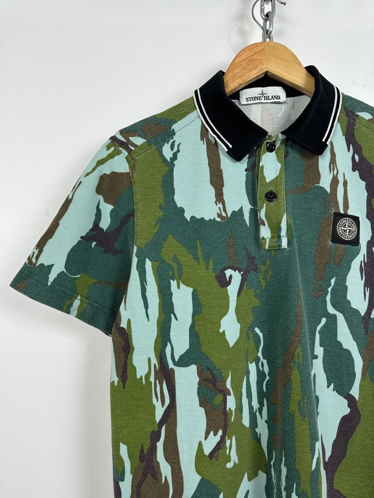 Stone Island Vintage Stone Island Camouflage Polo T-Shirt Size US S / EU 44-46 / 1 - 5 Thumbnail