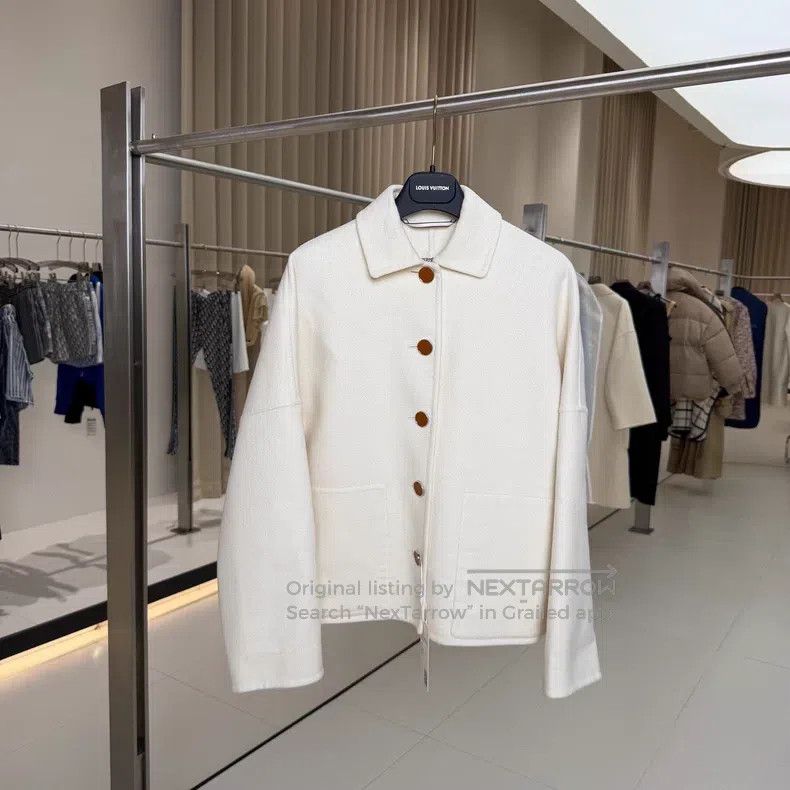Hermes Hermes White Short Cashmere Coat Size XXS / US 00 / IT 34 - 1 Thumbnail