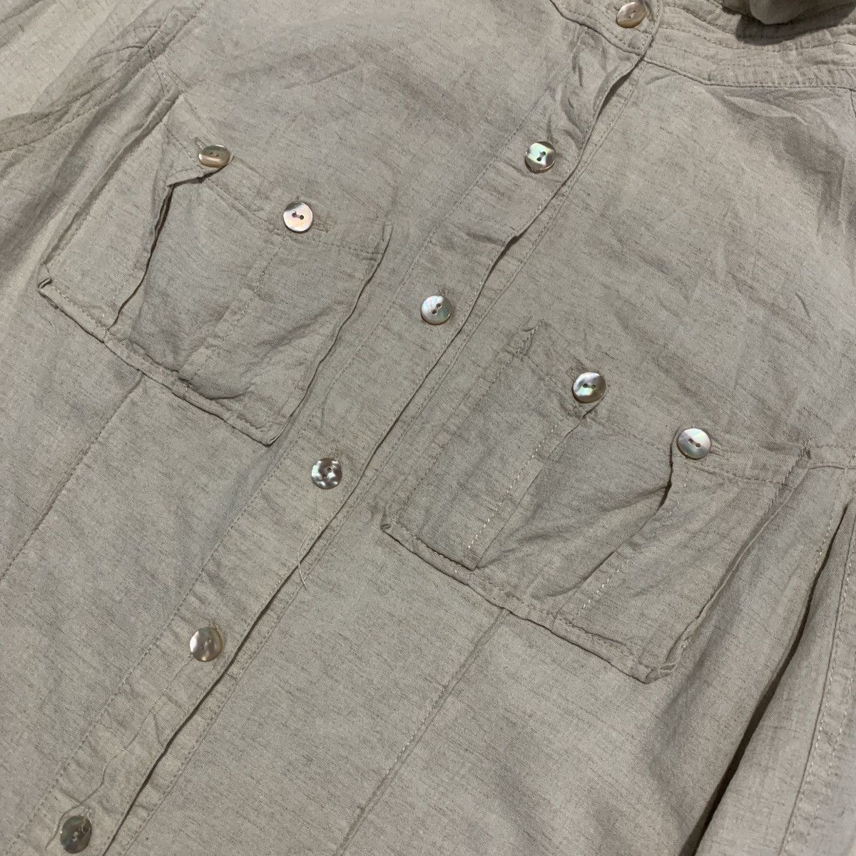 Designer G.O.A Safari Raw Hem Linen Rayon Shirt Size M / US 6-8 / IT 42-44 - 4 Thumbnail