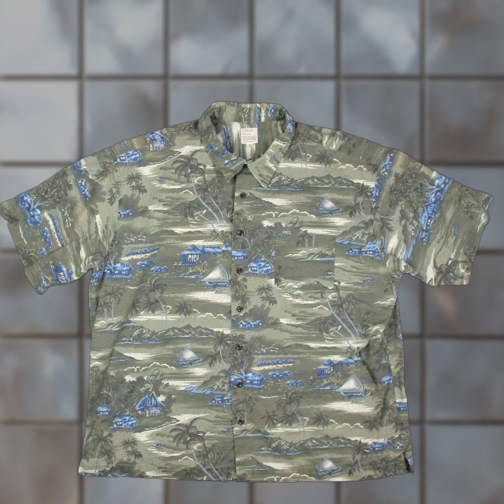 J.Crew VINTAGE J.Crew Shirt Mens 2XL Green Hawaiian Tropical Beach Cotton Button Up Y2K Size US XXL / EU 58 / 5 - 1 Thumbnail