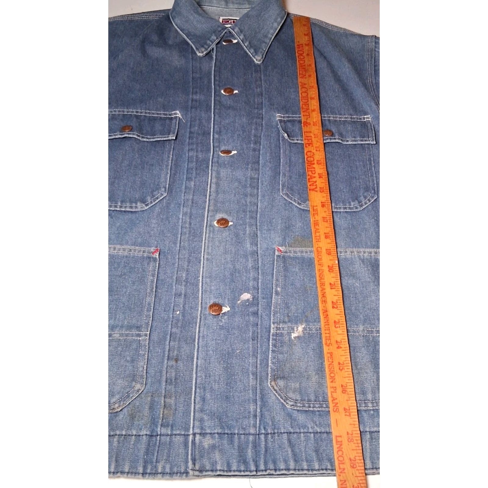 Vintage VINTAGE Big Mac Denim Jean Jacket Blue Chore Barn Work Workwear Utility READ Jacket Men L Blue Denim Casual Workwear fall spring winter 90s? Size US 33 - 5 Thumbnail
