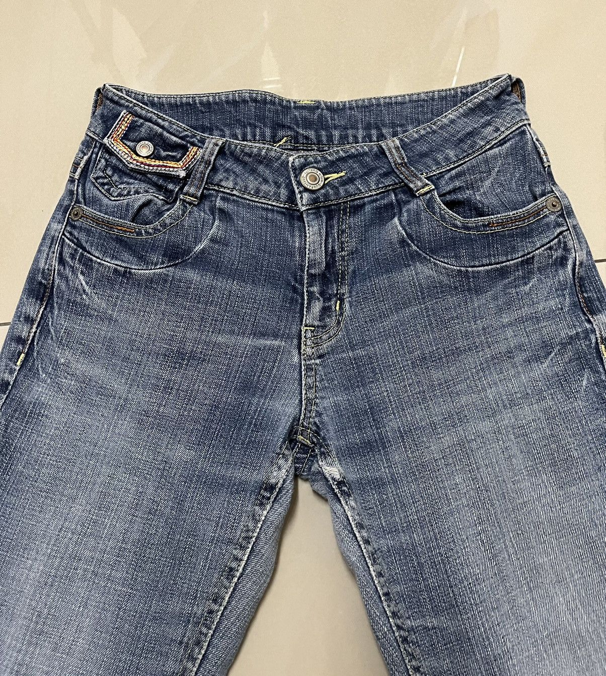 Japanese Brand Flare Jeans rainbow pocket denim distressed low rise Size US 28 / EU 44 - 6 Thumbnail