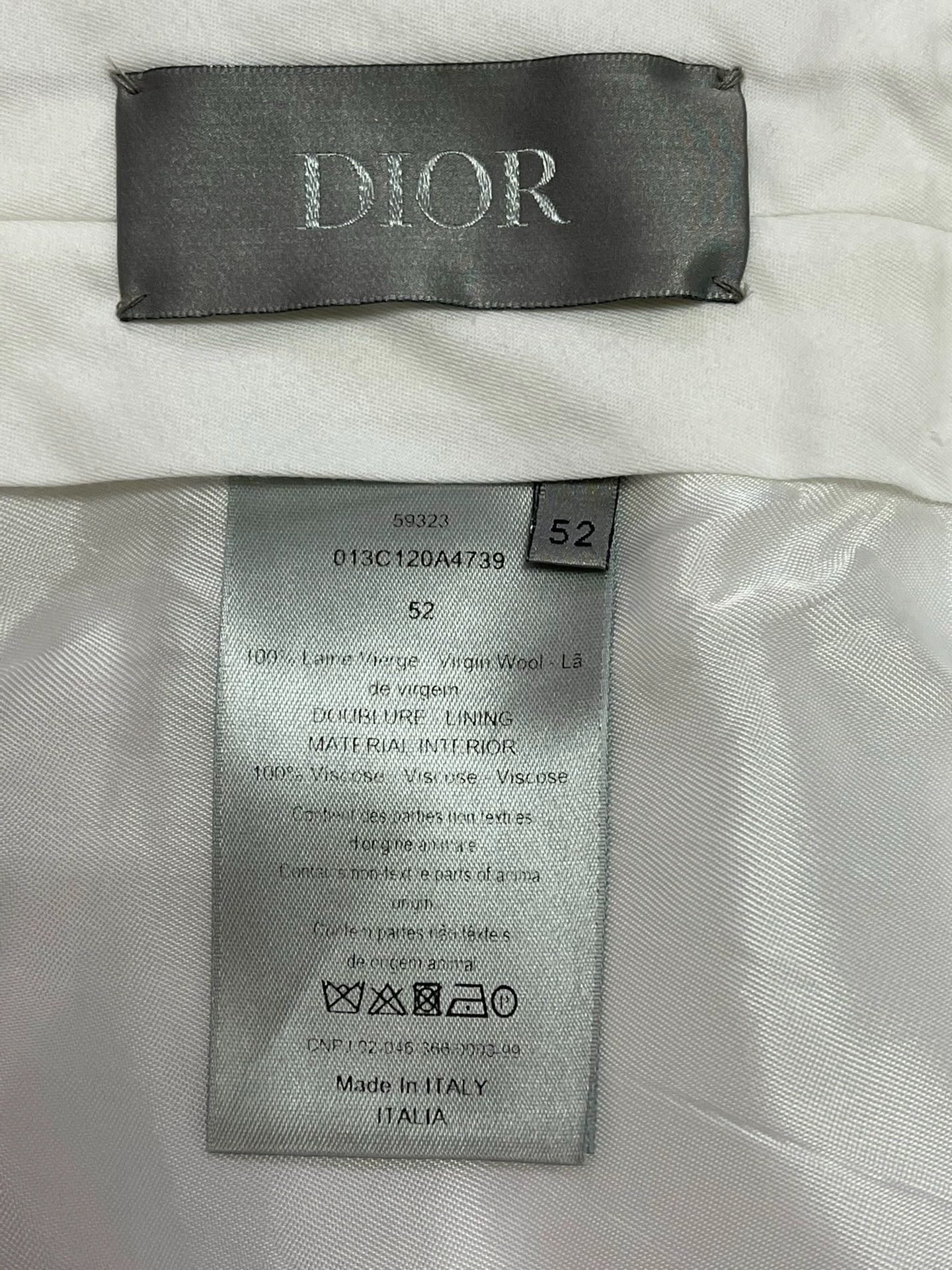 Dior Dior Men's White 100% Wool Regular Fit Trousers 52 Size US 36 / EU 52 - 4 Thumbnail