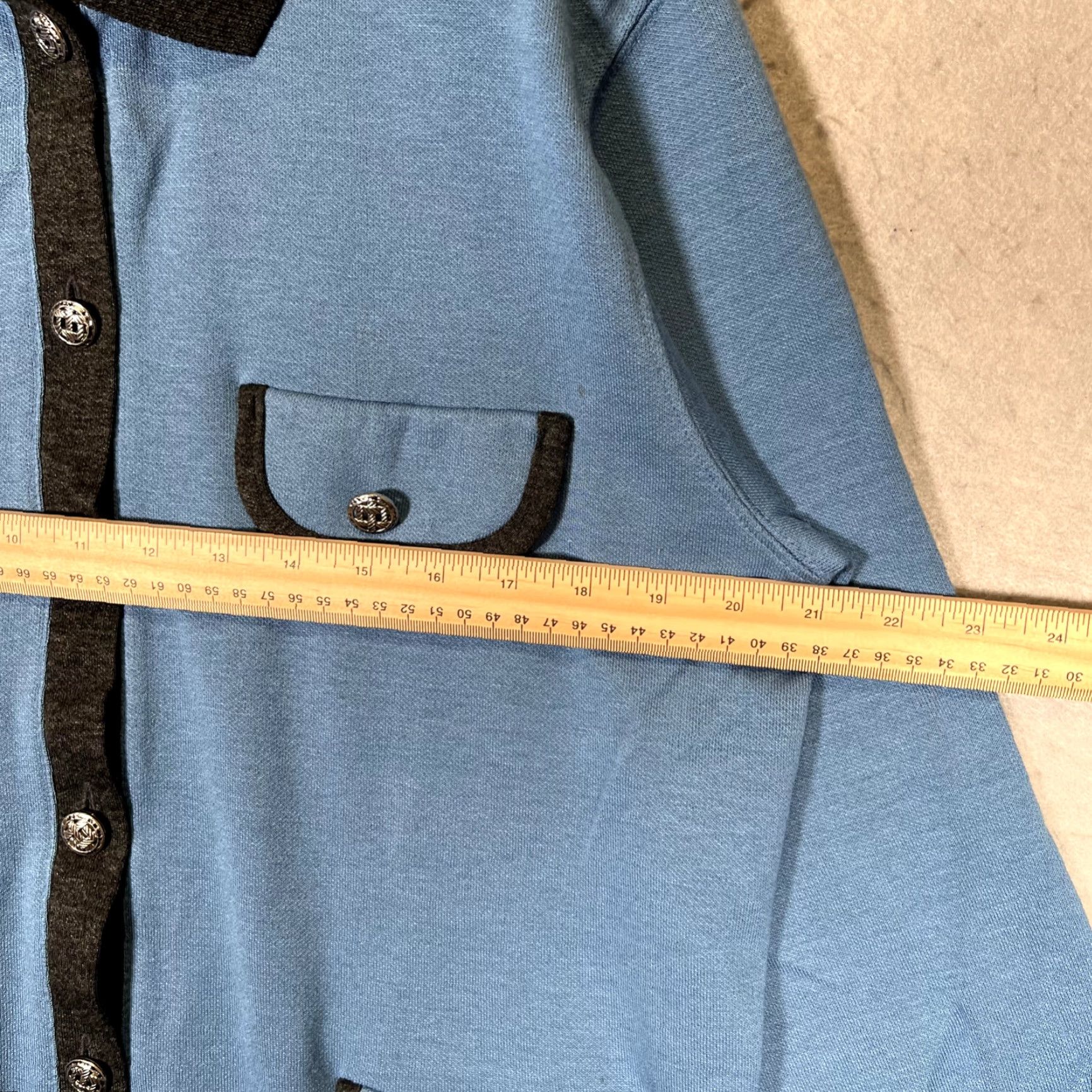 Vintage VINTAGE Cathy Daniels Button Collared Sweater Womens M Blue Black Pockets Size M / US 6-8 / IT 42-44 - 2 Thumbnail