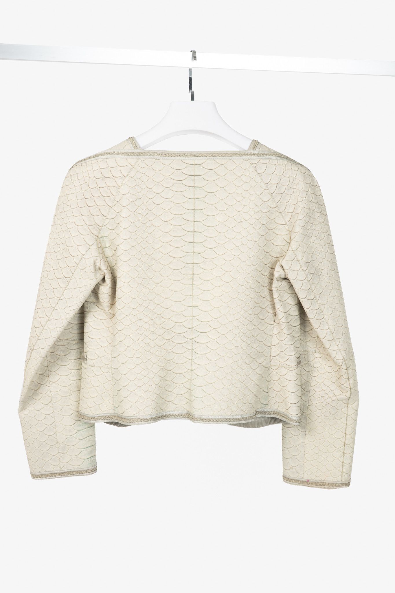 Giorgio Armani Giorgio Armani Beige Reptile-Embossed Leather Jacket Size M / US 6-8 / IT 42-44 - 2 Thumbnail