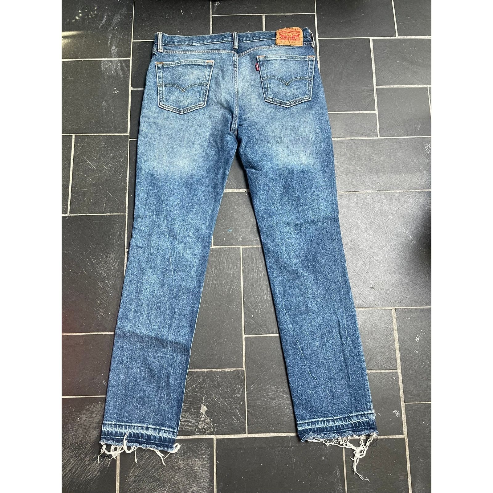 Levi's Levi Blue Denim Distressed Flared Jeans Size 34 x 30 Size US 34 / EU 50 - 4 Thumbnail