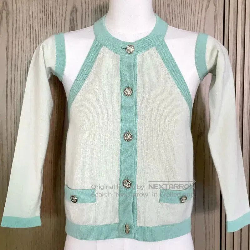 Chanel Chanel Spring Green Cashmere Off-Shoulder Sweater . Size S / US 4 / IT 40 - 4 Thumbnail