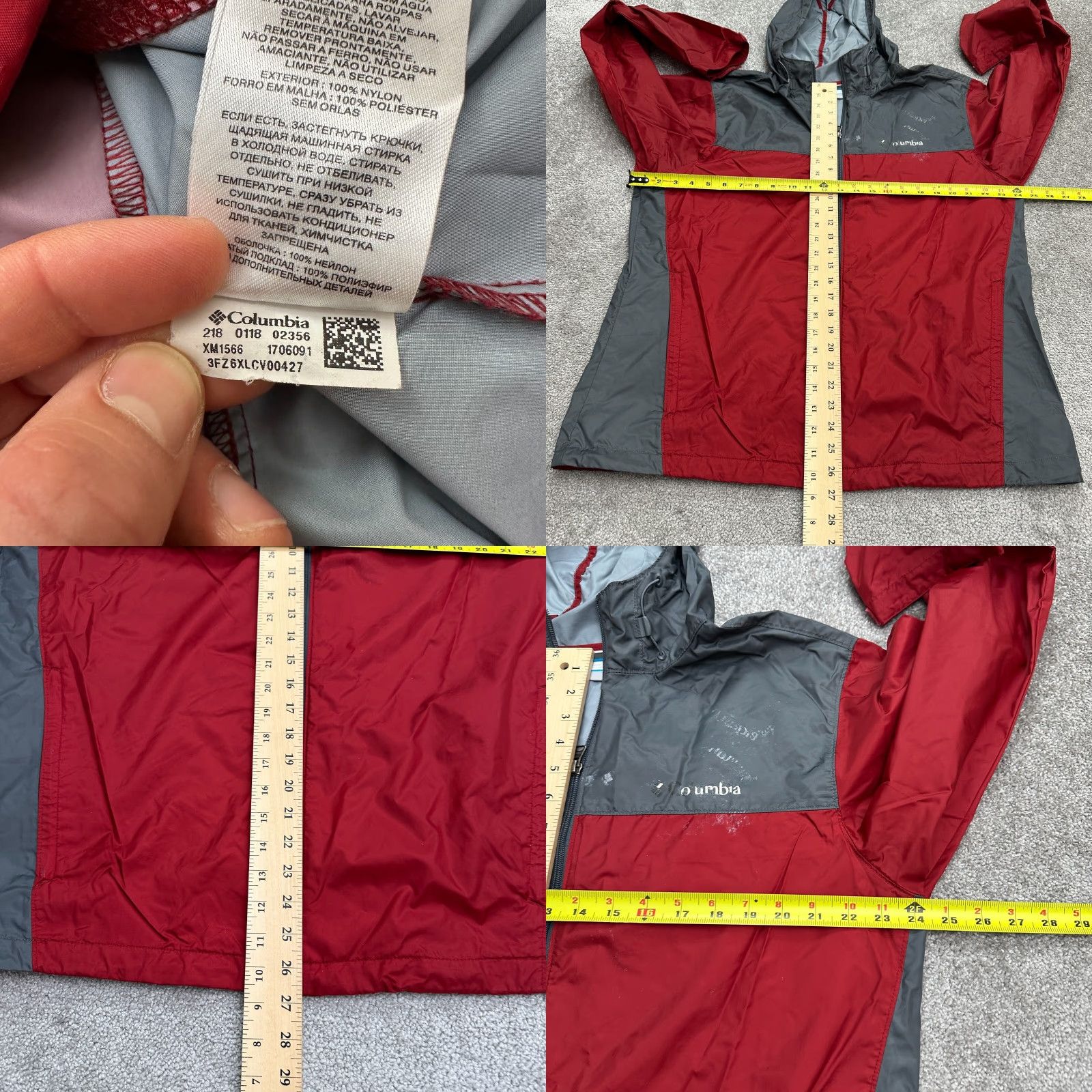 Vintage Columbia Water Light II Windbreaker Jacket Mens Large Red Gray Full Zip Hooded Jacket Regular Size US L / EU 52-54 / 3 - 8 Thumbnail