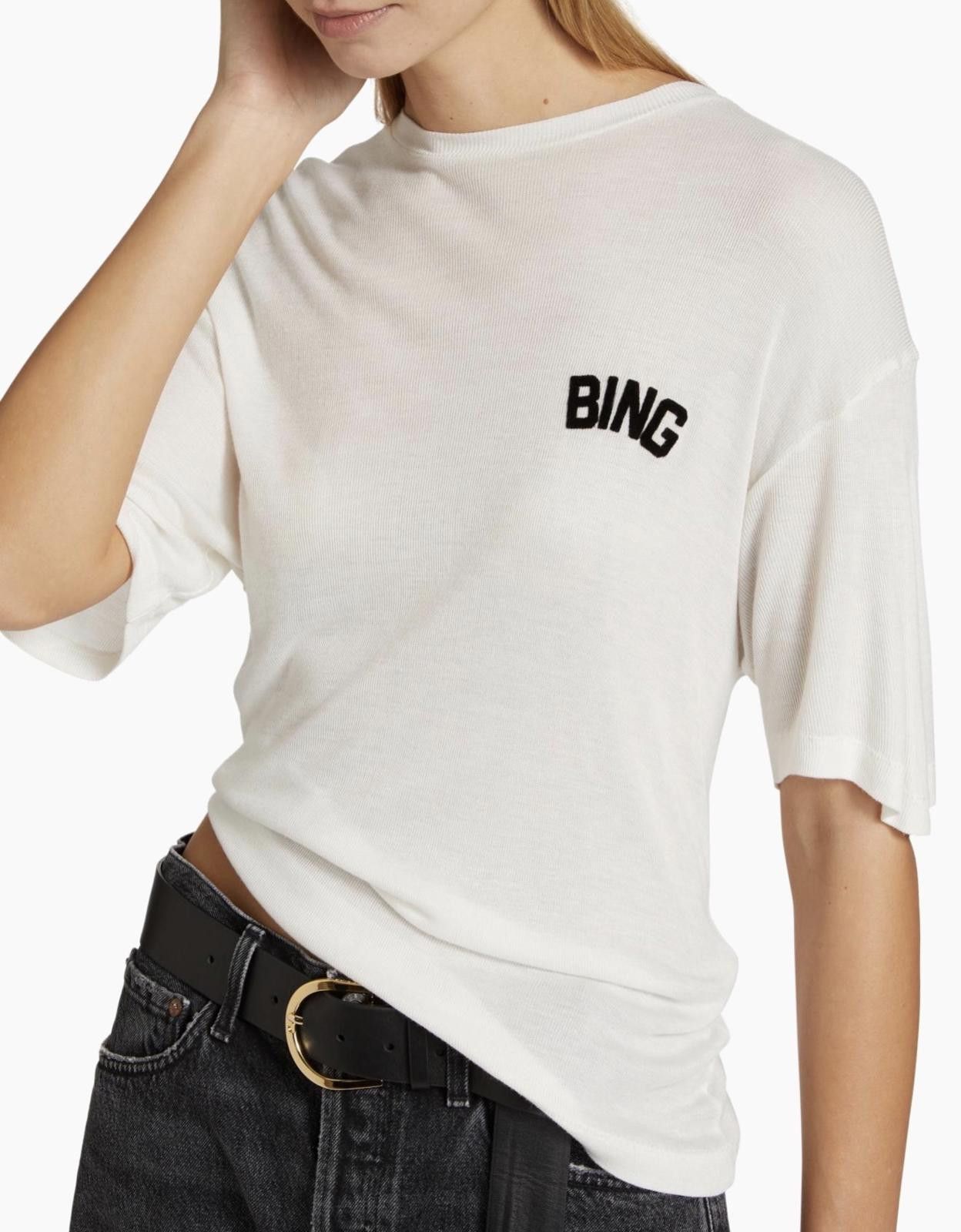 Other Anine Bing Louis Ribbed Logo Top - Ivory Size L / US 10 / IT 46 - 1 Thumbnail