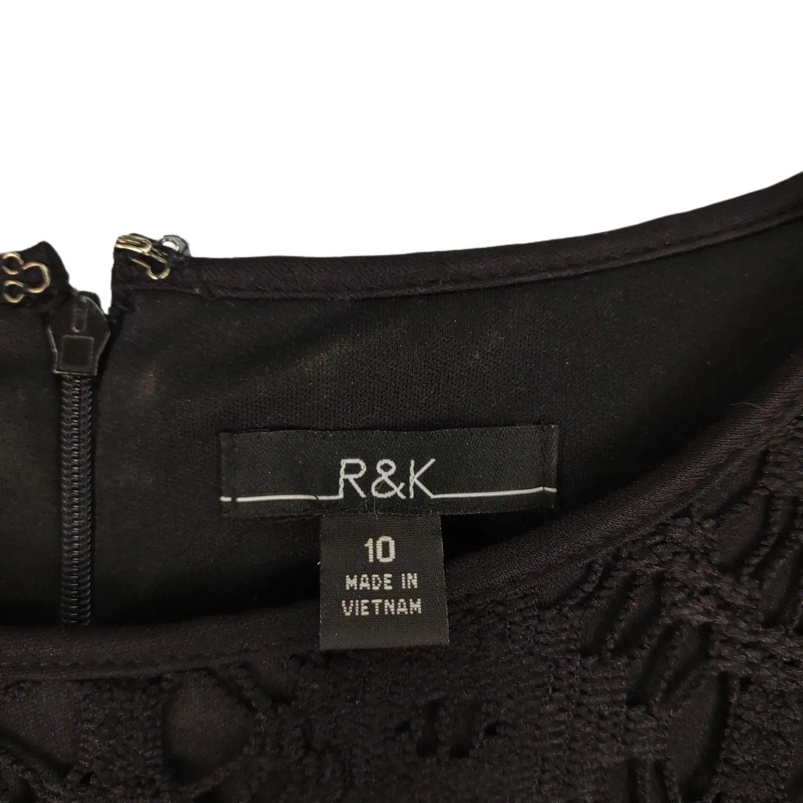 Other R&K Sz 10 Black Geometric Lace Tied Bell Sleeve Shift Dress Size L / US 10 / IT 46 - 5 Thumbnail