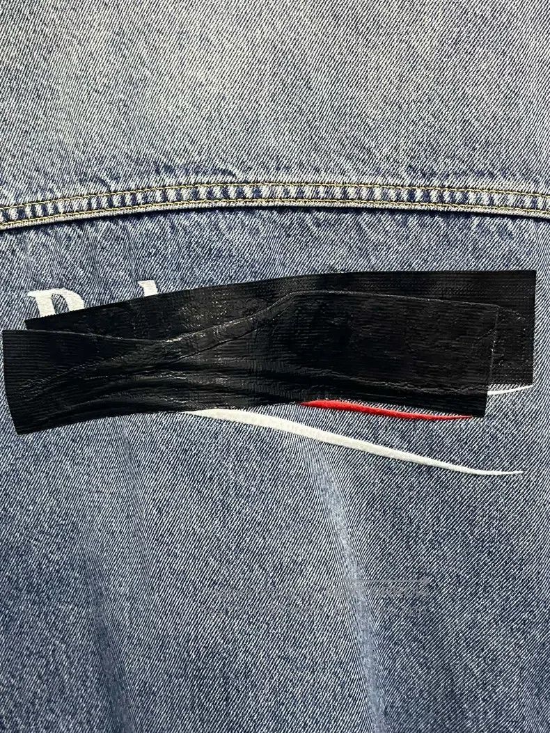 Balenciaga Balenciaga Back tape logo print denim jacket Size US XL / EU 56 / 4 - 5 Thumbnail