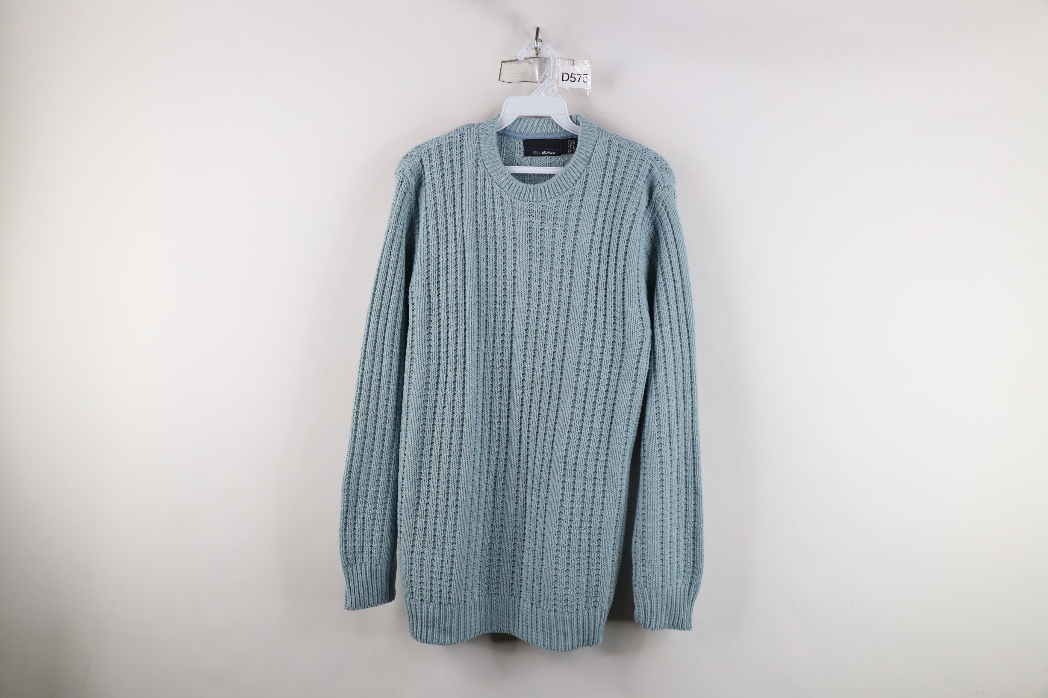 Vintage Vintage 90s Streetwear Ribbed Knit Sweater Carolina Blue Size US M / EU 48-50 / 2 - 1 Thumbnail