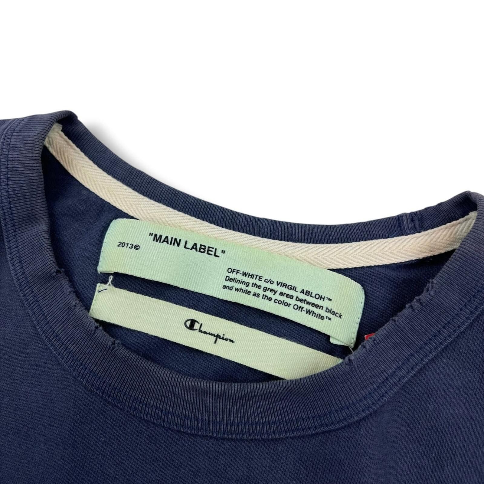 Off-White Off-White x Champion Distressed Navy T Shirt Size US S / EU 44-46 / 1 - 4 Thumbnail