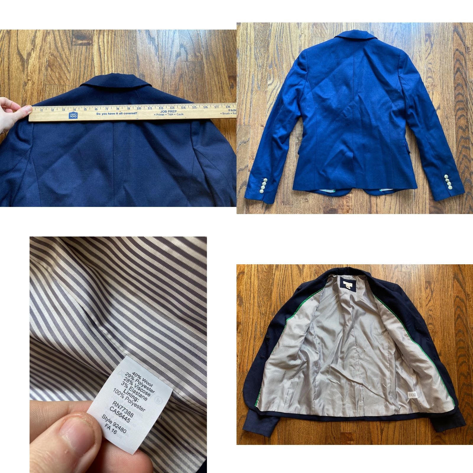 J.Crew J. Crew Blazer Women Size 4 Wool Blend Navy Blue Gold Button Jacket Size S / US 4 / IT 40 - 8 Thumbnail