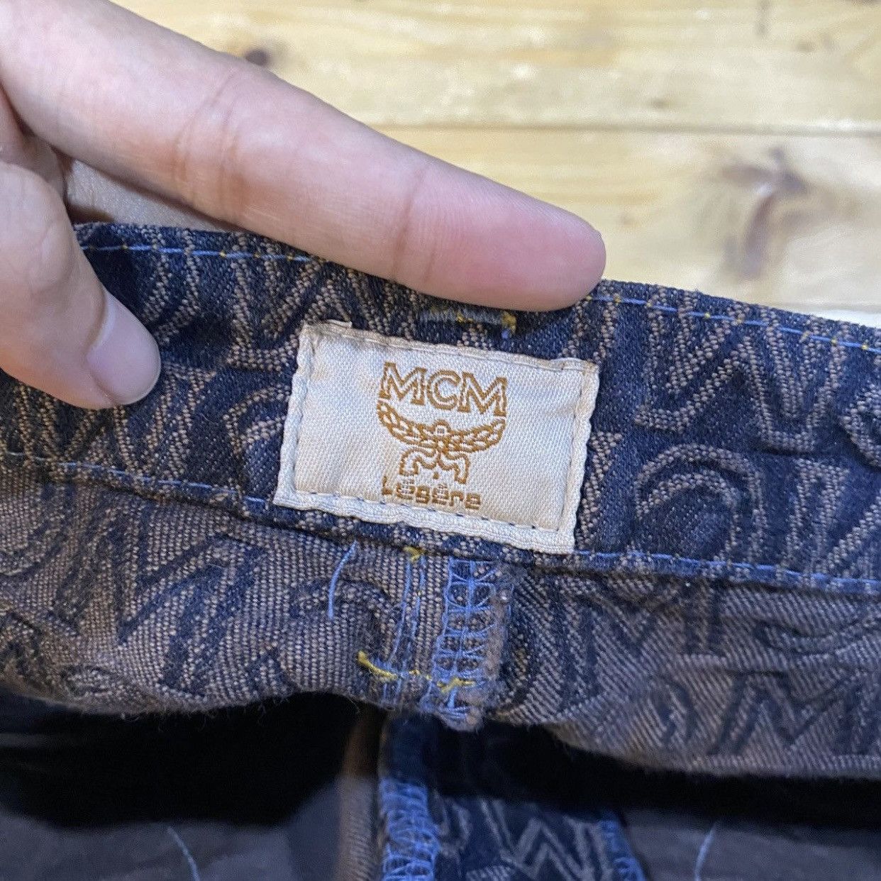 MCM Vintage MCM Monogram All Over Print Denim Pants Black/Grey Size US 26 / EU 42 - 14 Thumbnail