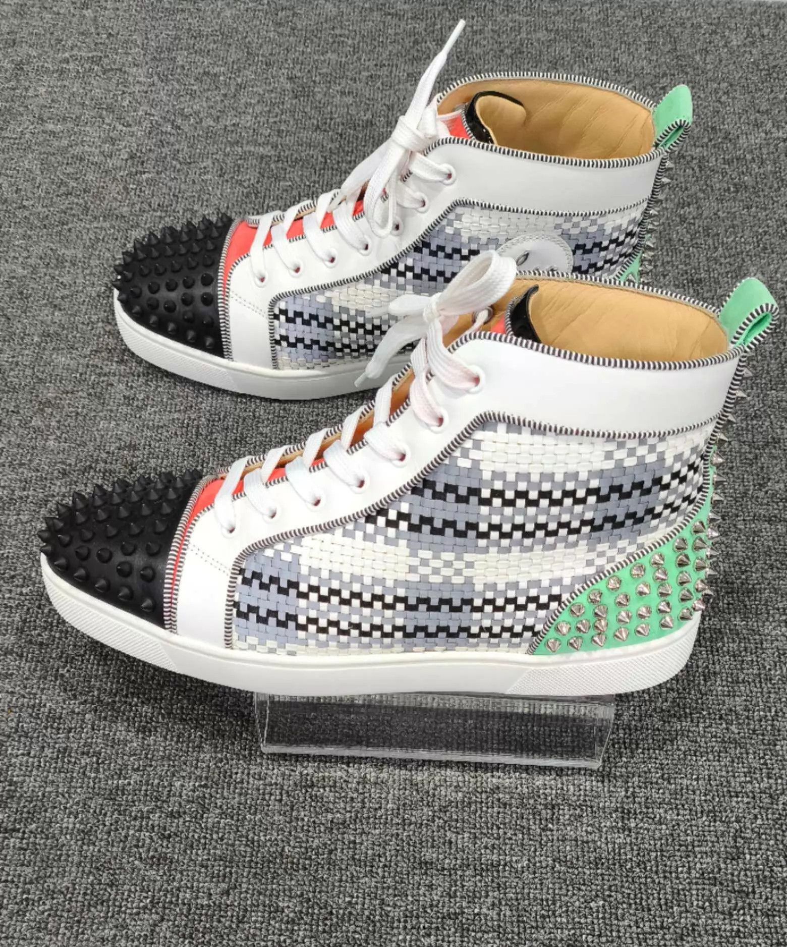 Christian Louboutin CL Woven Rivet High-Top Sneaker 99 New 43 Size US 10 / EU 43 - 3 Thumbnail