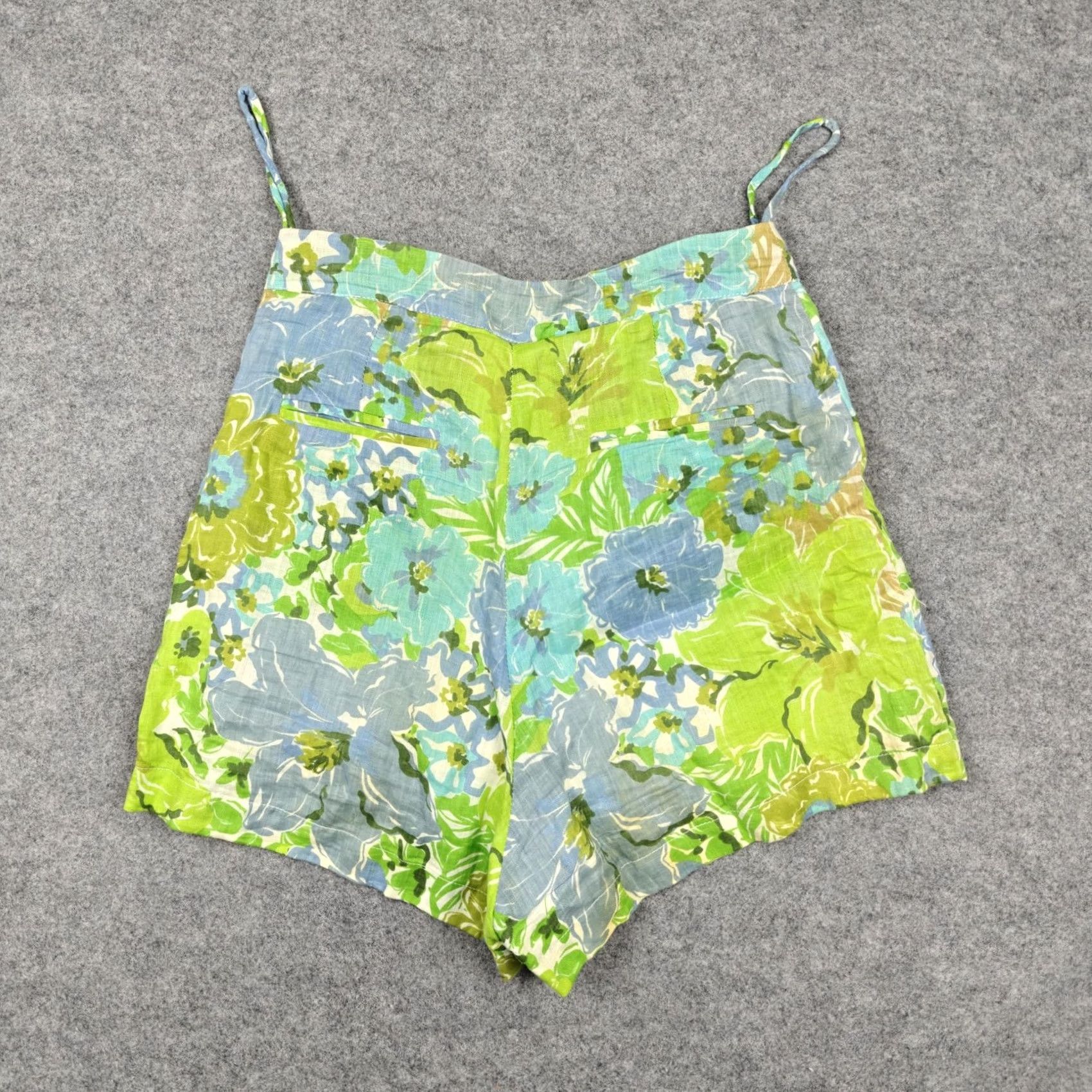 Vintage VINTAGE Faithfull The Brand Romper Womens XS Green Floral Spaghetti Strap Lined Summer Size 26" / US 2 / IT 38 - 6 Thumbnail