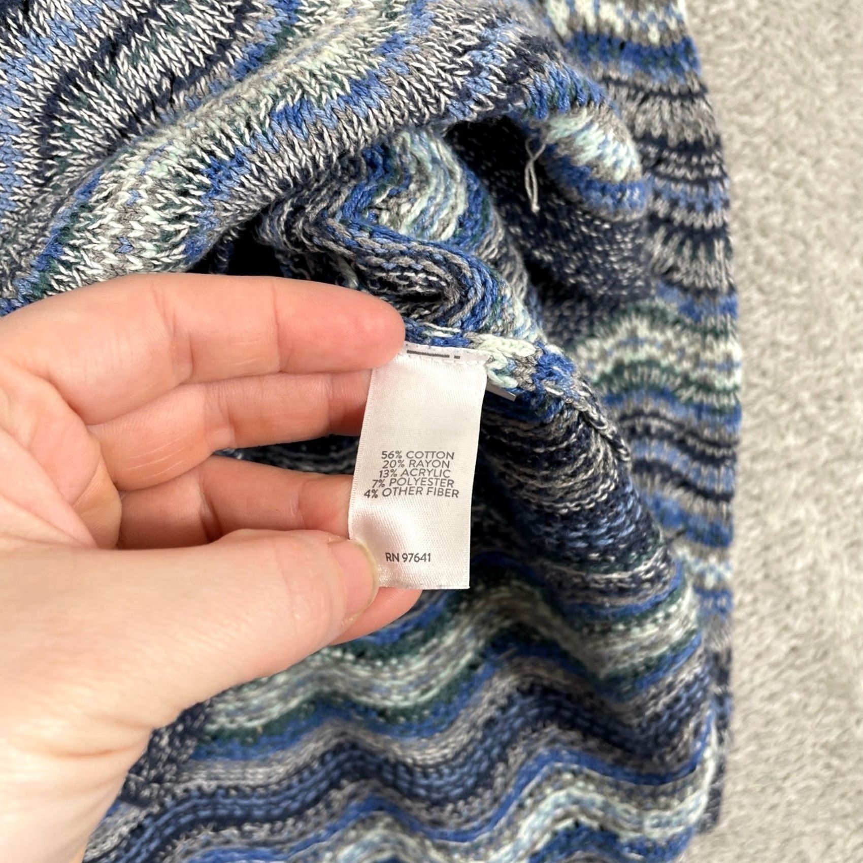 J. Jill J. Jill Sweater Womens Medium Blue Chevron Zig Zag Knit Long Sleeve Pullover Size M / US 6-8 / IT 42-44 - 6 Thumbnail