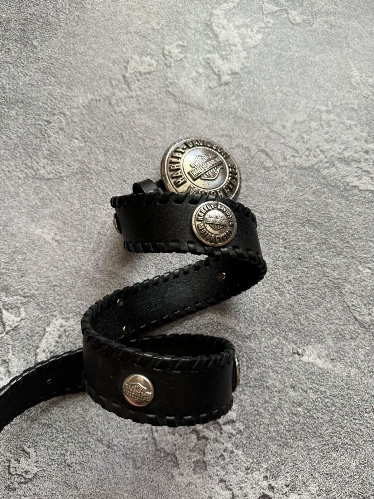 Harley Davidson × Vintage Harley Davidson studded rhinestones leather belt gothic Size ONE SIZE - 2 Thumbnail
